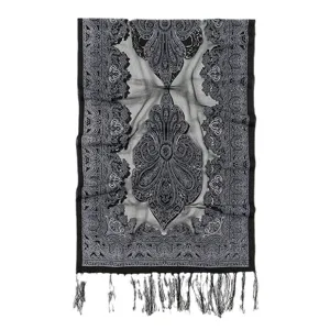 Black and white floral lace fringe shawl summer breathable hollow scarf main view