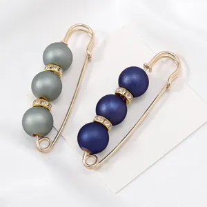 Pearl safety pin anti glare brooch decorative clothing waist tightening pins pair