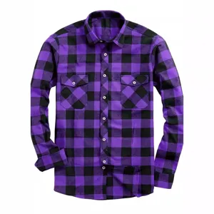 Herren Casual Kariertes Flanellhemd Langarm Umlegekragen Knopfleiste Mit Zwei Brusttaschen Regular Fit