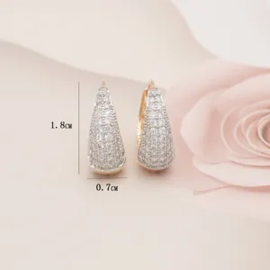 Elegante Kupferohrringe mit Zirkonia-Inlay in U-Form, Abmessung 1,8 cm x 0,7 cm