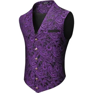 Heren vintage paisley print pak vest retro middeleeuwse gilet voor feest halloween
