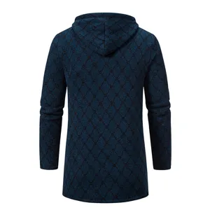 Heren Mode Halflange Met Capuchon Gebreid Vest Casual Lange Mouwen Herfst Trui Jas Stijl