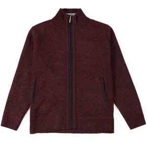 Cardigan in maglia con zip da uomo, giacca invernale spessa foderata con collo alto.
