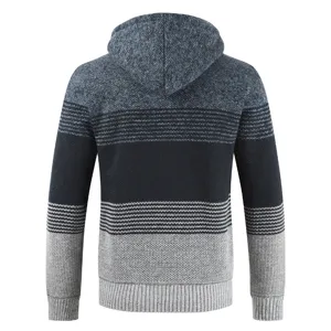 Heren gebreid vest met capuchon en kleurenblok design, stijlvolle casual herfst trui.