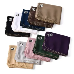 Chiffon long hijab scarf with double side chain rhinestone design elegant Muslim head cover