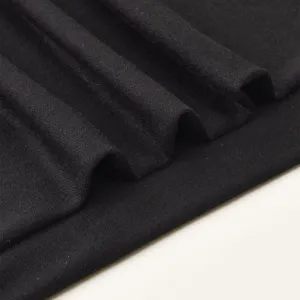 Detail view of the black mercerized cotton fabric, showing fine texture and elasticity.