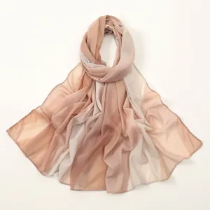 Gradient chiffon scarf elegant long hijab Muslim women lightweight headscarf fashion daily wear