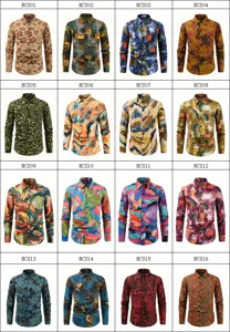 Heren vintage lange mouw lapel bedrukt knoophemd casual retro overhemd stijlen