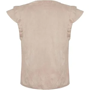 Faux suede vest back view detail, soft fabric sleeveless top for cosplay, pirate costume.