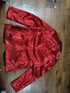 Men's red sequin blazer jacket party stage performance clubwear shiny outerwear coat size