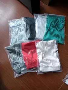 Men satin casual boxer shorts solid color smooth sleepwear multi-color pack detail view