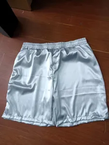 Men's satin boxer shorts, smooth sleepwear lounge shorts, solid color casual underwear.