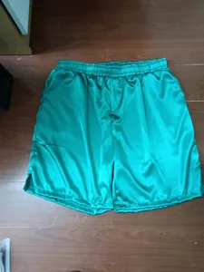 Men's green satin boxer shorts, comfortable silky smooth lounge sleepwear casual shorts.