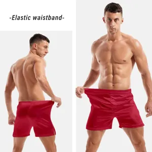 Men's silk satin boxer shorts casual solid color sleepwear comfortable breathable underwear