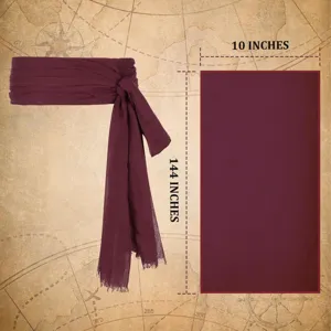 Ceinture écharpe pirate pour fête costumée Halloween style vintage tissu bordeaux long accessoire