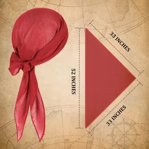 Foulard bandana triangulaire de pirate rouge pour Halloween fete cosplay 33x52 pouces