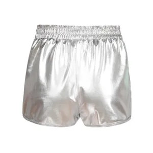 Shorts Rectos Casuales Brillantes de Verano para Mujer Tiro Medio Cintura Elástica Pantalones Cortos Estilo Urbano