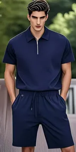 Set sportivo estivo da uomo polo manica corta e pantaloncini vista dettagliata del prodotto.