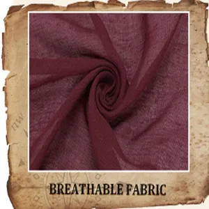Vue détaillée d'un tissu bordeaux respirant, idéal pour les accessoires de costume.