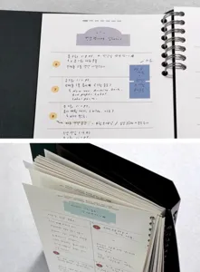 Ringbuch Planer Notizbuch mit Indextabellen und Monatskalender für Büro und Tagesplanung.
