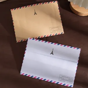 Enveloppes De Poste Aérienne En Papier Kraft Rétro Imprimé Vintage Timbre Rayures Ensembles De Papier À Lettres Pour Écrire Cartes Voeux Cadeux