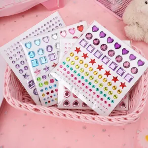 Kids 3D Crystal Gem Stickers Acrylic Rhinestone Cartoon Princess DIY Craft Hand Ledger Decorative Reward Stickers