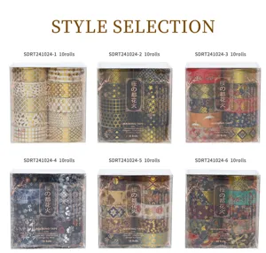 Japanischer Vintage Washi Tape Set dekorative Maskierungsbänder für Tagebuch Handwerk DIY 6 Stile