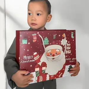 Sac cadeau de Noël simple et mignon grande capacité sac en papier cabas cadeau de fête.