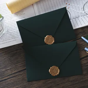 Dark green romantic envelope and wax seal set vintage stationery for letter writing