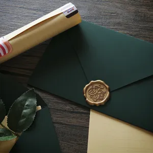 Retro dark green envelope and sealing wax letter stationery set for romantic confession gifts.