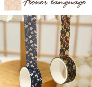Minimalistische Washi-Tape-Rollen mit Vintage-Blumenmustern für Tagebuch und Schreibwaren.