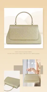 Elegante goldene Glitzer Abendtasche für Damen, stilvolle Clutch mit Metallgriff für Partys.