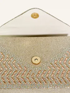 Sparkling rhinestone evening clutch bag gold glitter envelope purse for wedding party