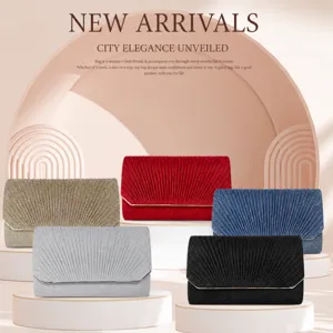 Elegant glitter pleated evening clutch bag for women, stylish party handbag metallic.