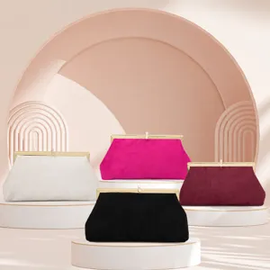 Women's evening clutch bag elegant rhinestone clasp velvet handbag multi-color purses