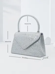 Sparkling rhinestone evening bag detail, elegant handbag for weddings, parties, and proms.