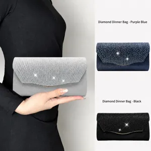 Women's Sparkling Rhinestone Evening Bag Elegant Envelope Clutch Purse With Chain For Wedding Party Banquet