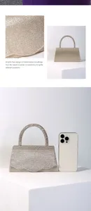 Élégant sac de soirée en strass pour femmes, sac à main scintillant diamant pour mariage.