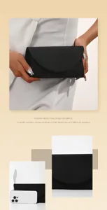 Elegante schwarze Samt Abendtasche, minimalistisches Design für Damen Partys und Hochzeiten.