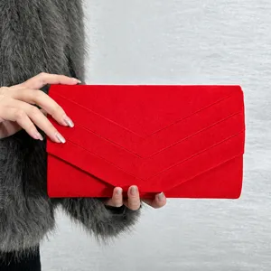 Women Velvet Evening Bag Vintage Pleated Clutch Purse Elegant Chain Shoulder Bag For Party Wedding Banquet