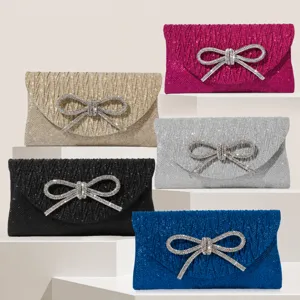 Glänzende Strass Schleife Abendtasche Luxus Damen Glitzer Party Handtasche Mehrfarbig Stilvoll
