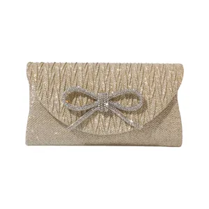 Elegante Strass Schleife Glitzer Clutch Tasche für Damen, glänzende Luxus Abendhandtasche.