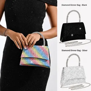 Sac de Soirée Mode Femmes Paillettes Strass Sac à Main Luxe Fête Bandoulière Chic Sac Poignée