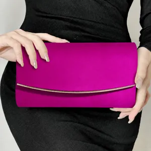 Borsa da Sera Fucsia Donna Elegante in camoscio Borsa a Mano da Festa Minimalista Moda