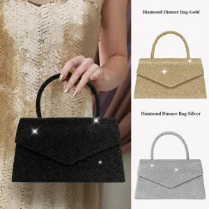 Women Fashion Glitter Evening Bag Sequins Chain Handbag Elegant Clutch Shoulder Crossbody Bag For Party Wedding