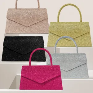 Stunning glitter evening handbag for women, stylish diamond dinner purse with top handle.