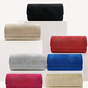 Women Fashion Evening Bag Wedding Bridesmaid Clutch Glitter Dress Bag Chain Flap Bag Elegant Party Handbag