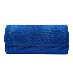 Elegant royal blue glitter evening clutch bag for women, perfect for weddings and parties.