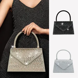 Women Rhinestone Evening Bag Luxury Crystal Clutch Purse Wedding Banquet Party Handbag Sparkling Diamante Chain Bag