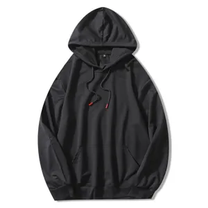 Men's Casual Cotton Long Sleeve Hooded Sweatshirt Solid Color Basic Pullover Hoodie With Pocket For Daily Wear